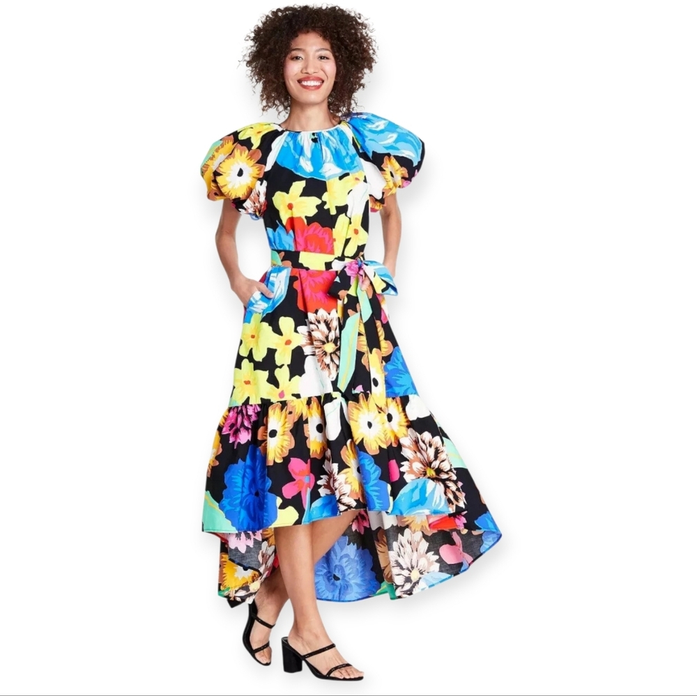 Christopher John Rogers Vibrant Floral High Low Dress Size XL